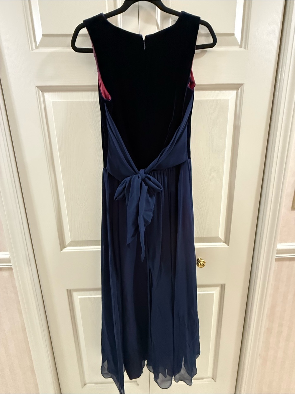 Vintage 90s Elizabeth Wayman Silk Velvet Formal Gown Navy Burgundy Sz 10 - Picture 6 of 14